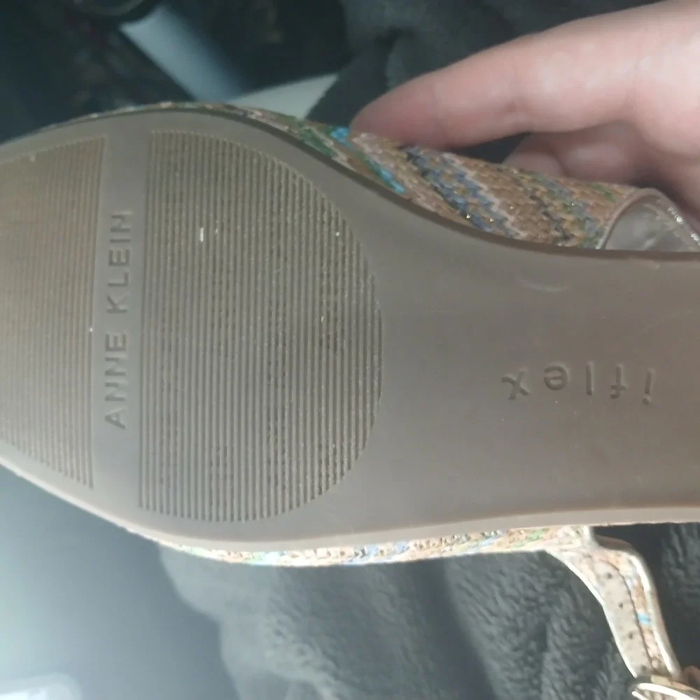 Anne Klein Akmarta Multi Color Chevron Slingback‎ Wedge Shoes AK192004 Size 11M
